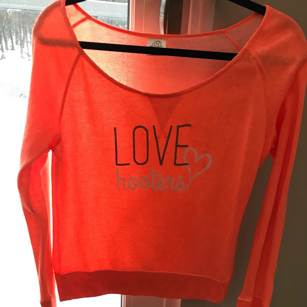 Hooters bright orange sweater